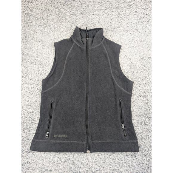 Columbia Vest Womens Medium Black Polyester Fleece Full Zip Gorpcore Hiking Walk - Picture 1 of 6